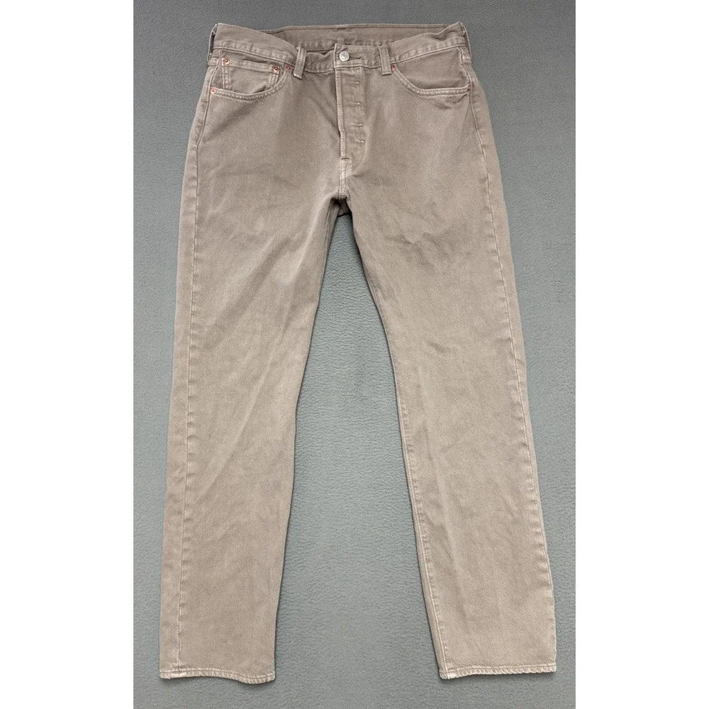 Levis 501 Jeans Mens Size 33x32 (32x31) Khaki Straight Neutral Minimalist Casual
